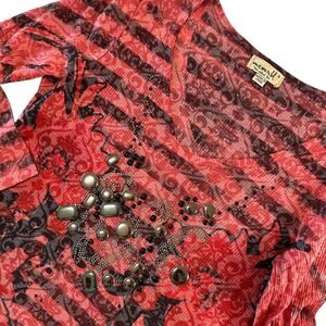 One World Y2K Whimsigoth Indie Folk Embellished Shirt Dark Coquette Fairy Goth S
